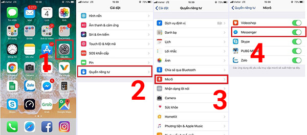 Cho phép ứng dụng Messenger truy cập micro