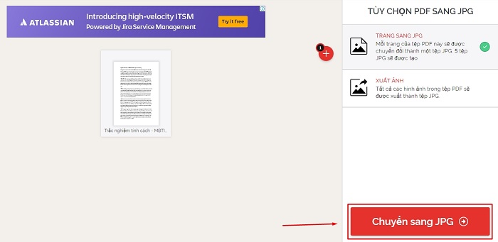 Click nút chuyển sang JPG