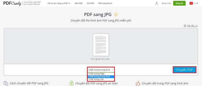 Chọn chất lượng hình ảnh