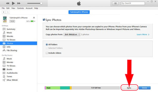 Cách thực hiện chuyển ảnh từ máy tính sang iPhone (4)