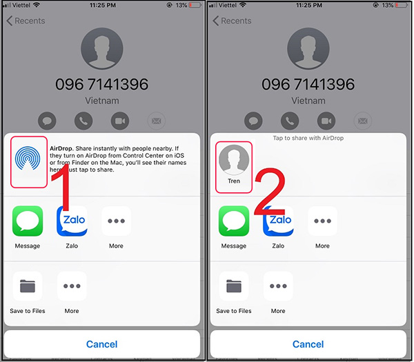 Chuyển tin nhắn từ iPhone sang iPhone bằng Airdrop (1)