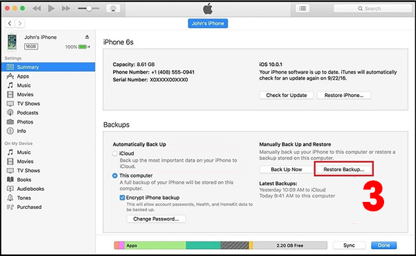 Cách chuyển tin nhắn từ iPhone sang iPhone bằng iTunes