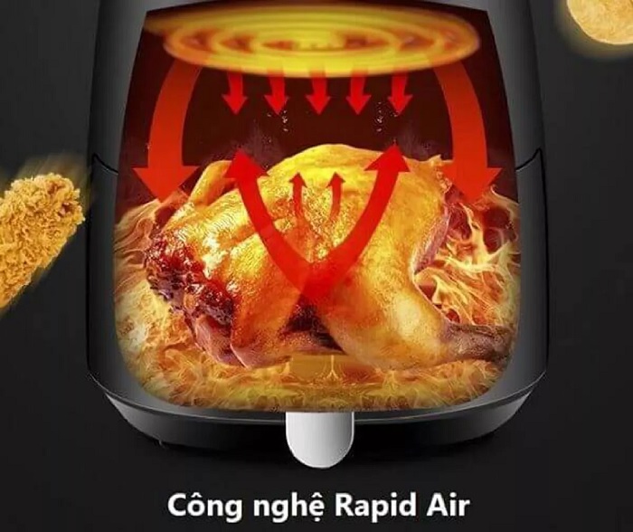 Nồi chiên không dầu của Philips sử dụng công nghệ hiện đại Rapid Air