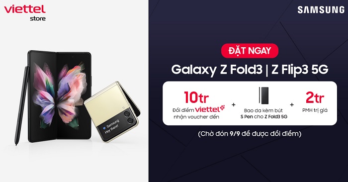 Đổi điểm Viettel++ nhận voucher giảm đến 10 triệu đồng khi mua Galaxy Z Fold 3 5G hoặc Z Flip3 5G