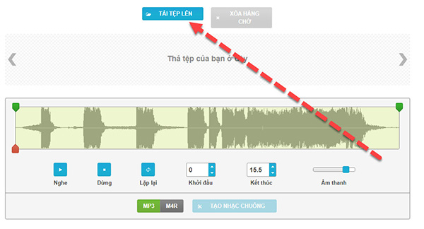 Ghép file MP3 online bằng Ringtone Maker