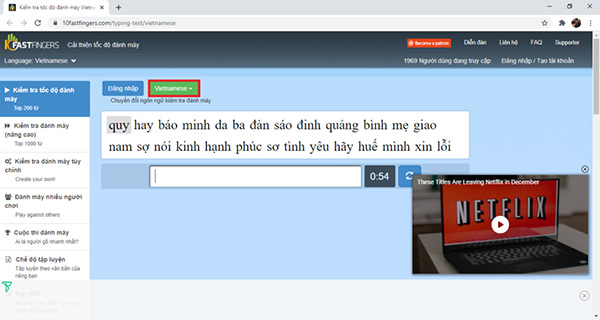 Kiểm tra tốc độ đánh máy online trên 10 fast fingers