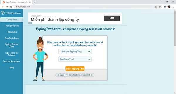 Kiểm tra tốc độ đánh máy tiếng Việt trên Typing test