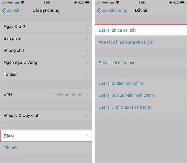 Đặt lại iPhone