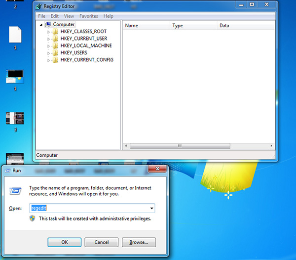 Điều chỉnh tại mục Registry