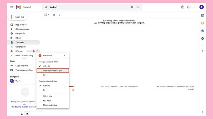Chọn hiển thị chưa đọc