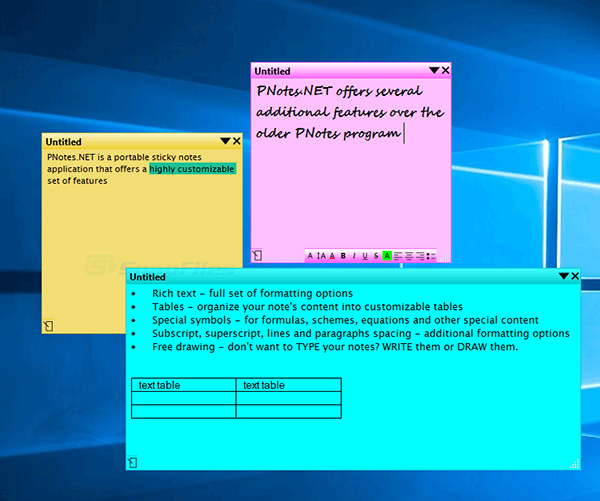 Phần mềm ghi chú trên màn hình máy tính PNotes