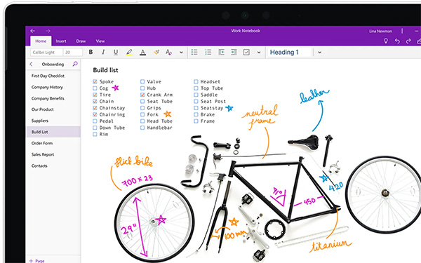 Phần mềm tạo ghi chú Microsoft OneNote  cũng được rất nhiều người lựa chọn bởi nó có sẵn trên hệ điều hành Windows