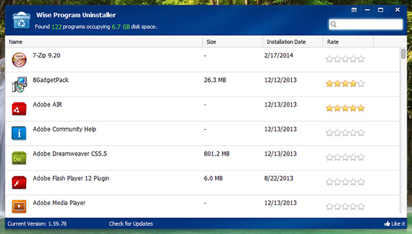 Phần mềm gỡ ứng dụng tận gốc Wise Program Uninstaller