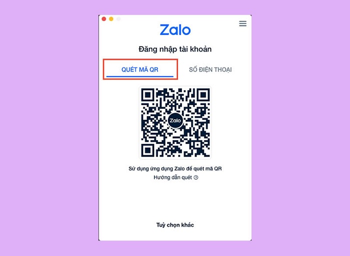 Nhấn vào trang Quét mã QR