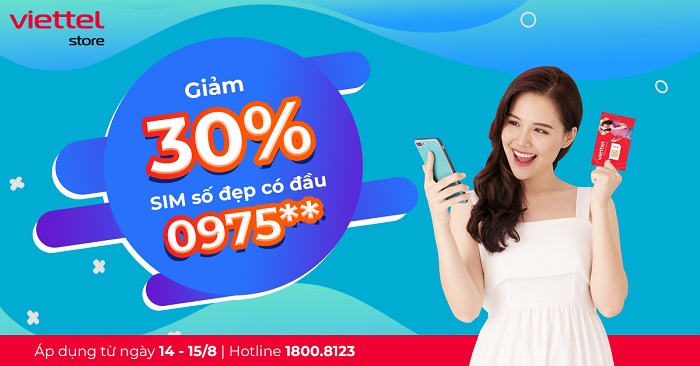Cuối tuần này, Viettel Store giảm 30% SIM số đẹp có đầu 0975**