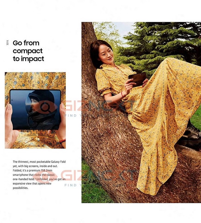 Một trang trong tài liệu quảng cáo Galaxy Z Fold3 5G được tiết lộ