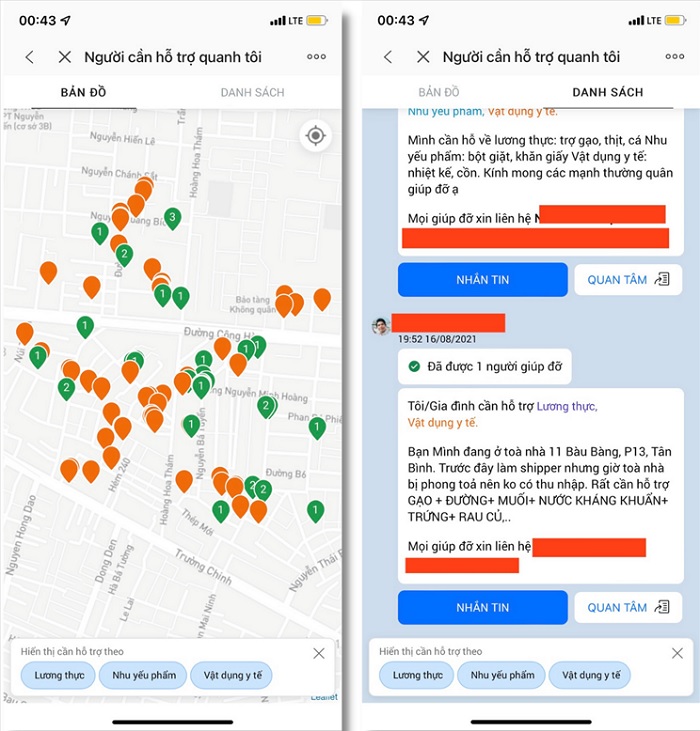 Zalo Connect sẽ hiển thị theo dạng bản đồ và dạng danh sách