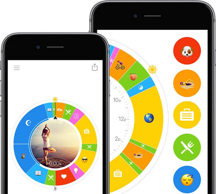 Owaves cho phép người dùng lên kế hoạch trong ngày theo dạng biểu đồ hình tròn