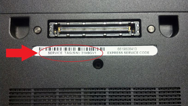 Xem serial laptop trên vỏ ngoài 