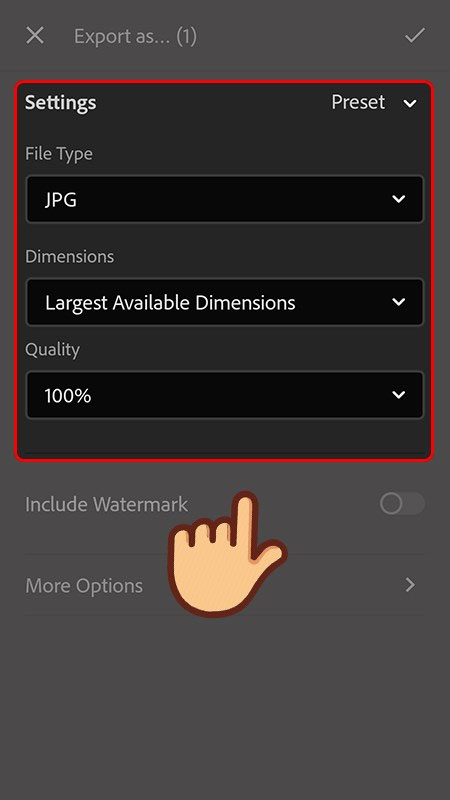 Cách xuất ảnh Lightroom trên điện thoại (2)