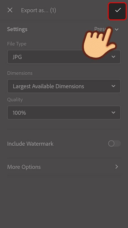 Cách xuất ảnh Lightroom trên điện thoại (3)