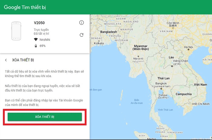 Tiếp tục chọn xóa thiết bị