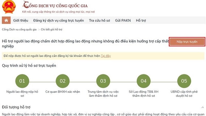 Chọn nộp trực tuyến