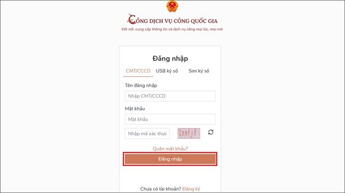 Đăng nhập nếu đã có tài khoản. Còn chưa có thì click đăng ký