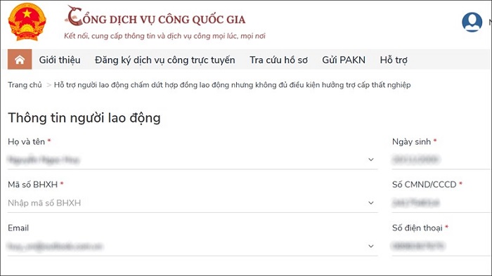 Điền đầy đủ các thông tin cá nhân