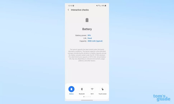 Kiểm tra pin điện thoại Samsung
