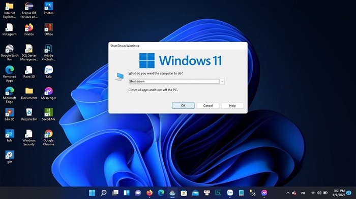 Click Ok để tắt máy