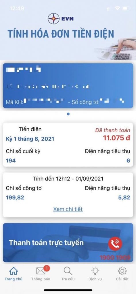 cách xem lượng điện tiêu thụ trong tháng