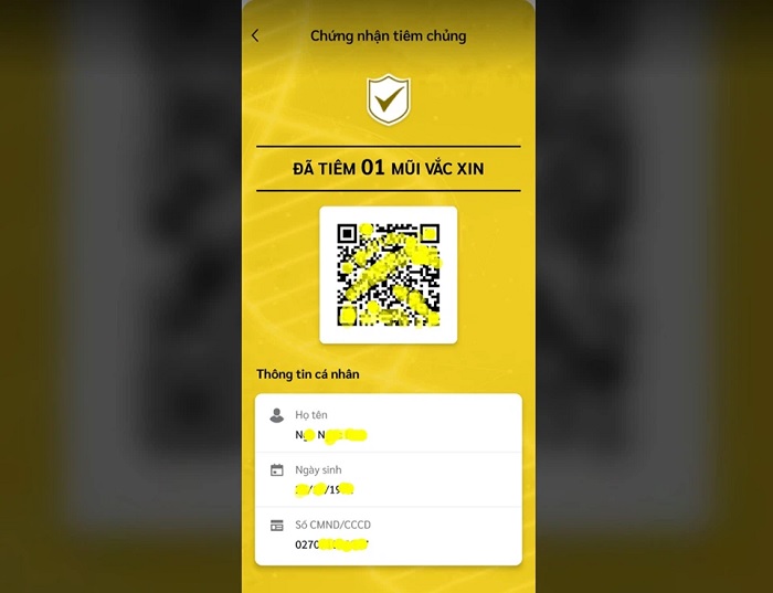 Mục chứng nhận tiêm chủng