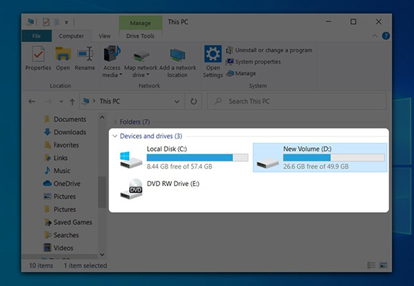 Xem dung lượng ổ cứng trong My Computer/This PC
