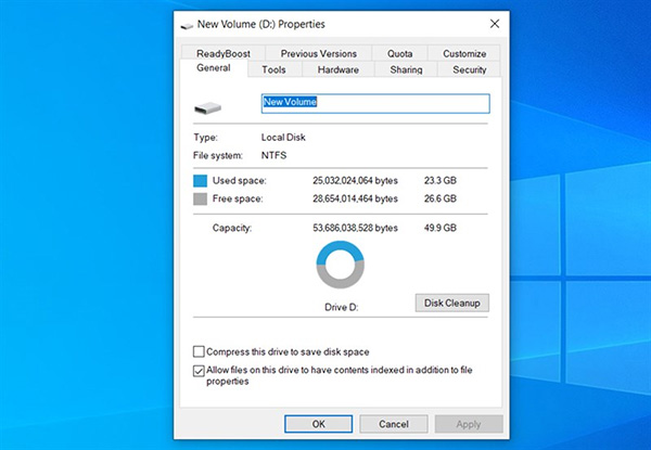 Xem dung lượng ở cứng tại mục Properties (1)