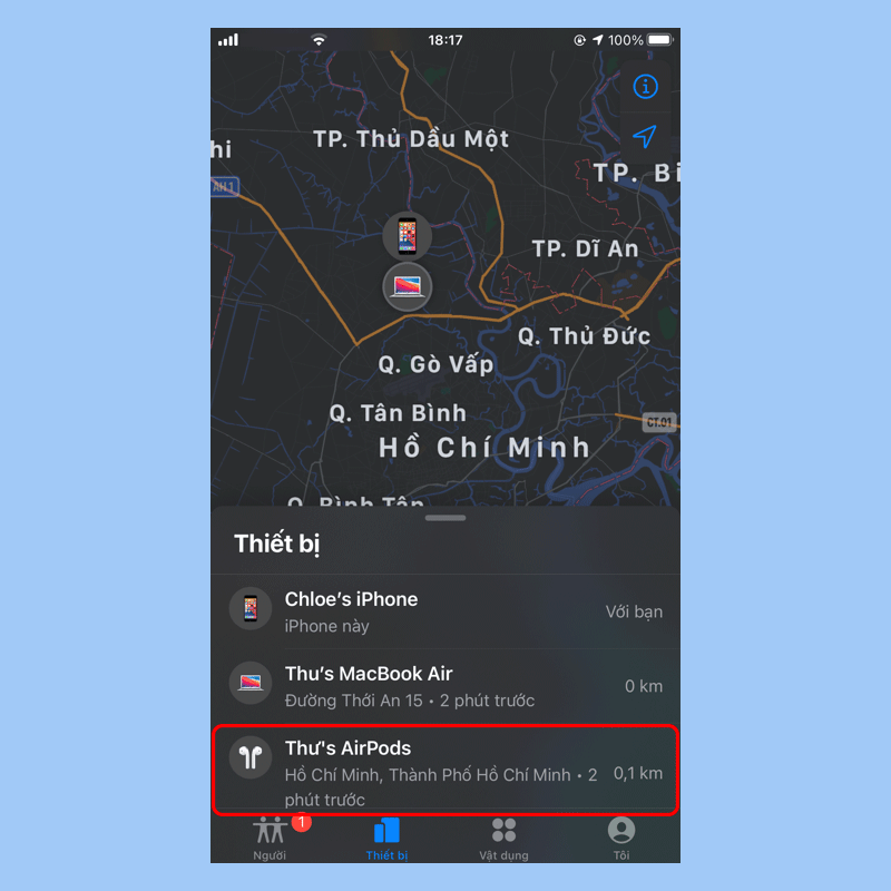 Tìm AirPods bằng điện thoại