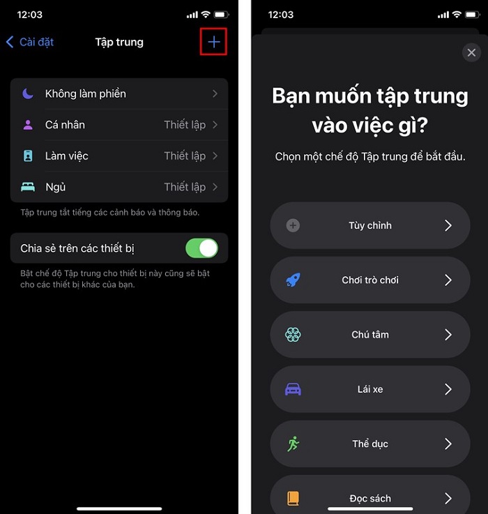 Chế độ tập trung trên iOS 15