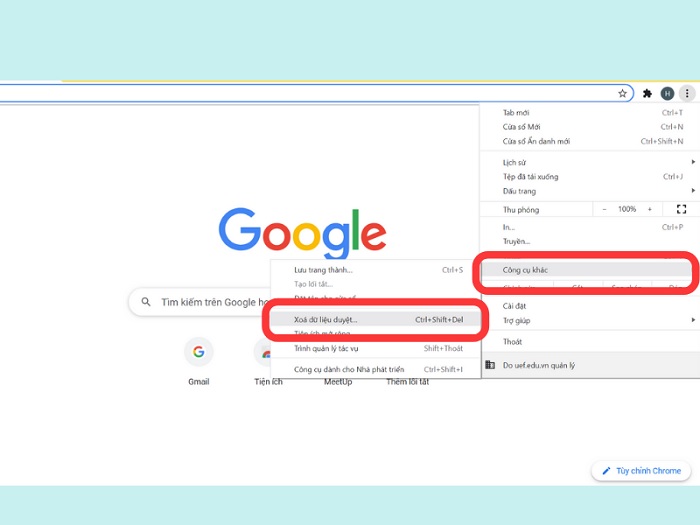 Chọn xóa dữ liệu