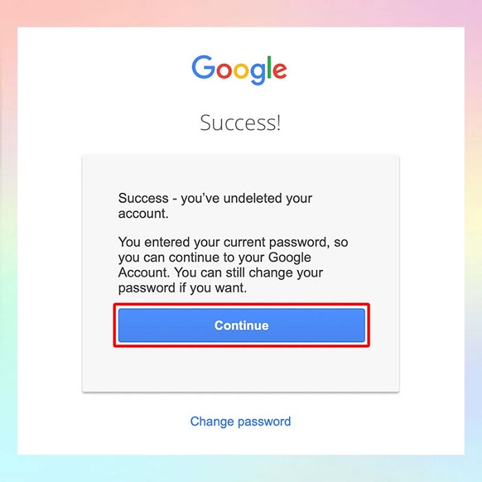 Chọn Continue để sử dụng tài khoản