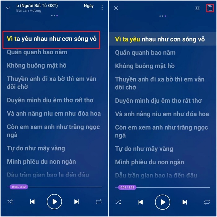 Cách sao chép lời bài hát trên Zing Mp3