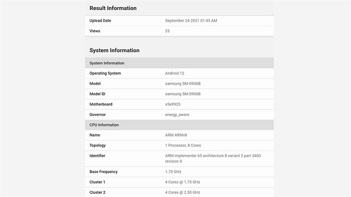 Rò rỉ thông số Galaxy S22+ với cấu trúc CPU 4 + 4