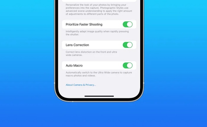 Tính năng tự động tắt chụp ảnh Macro