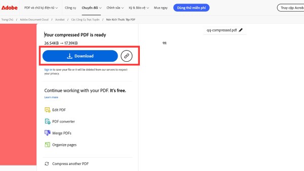 Nhấn "Tải xuống"