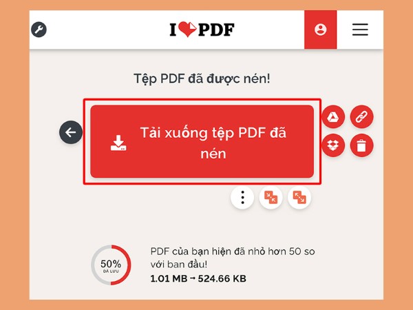 Nhấn “Tải xuống tệp PDF đã nén”