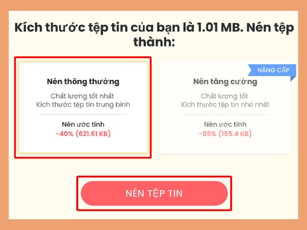 Nhấn “NÉN TỆP TIN”