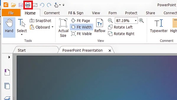 Chọn biểu tượng máy in