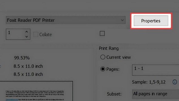Nhấn “Properties”