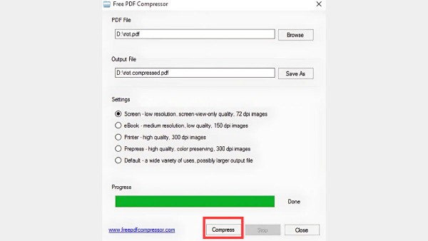 Sử dụng công cụ Free PDF Compressor 