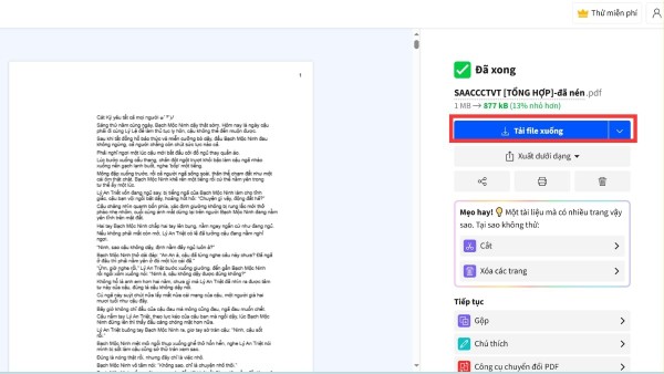 Nhấn "Tải xuống"