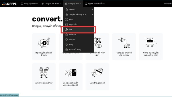Chọn tính năng Nén